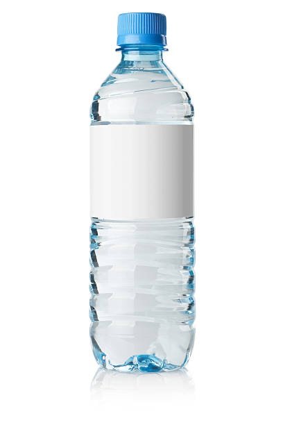 Soda water bottle with blank label. Isolated on white