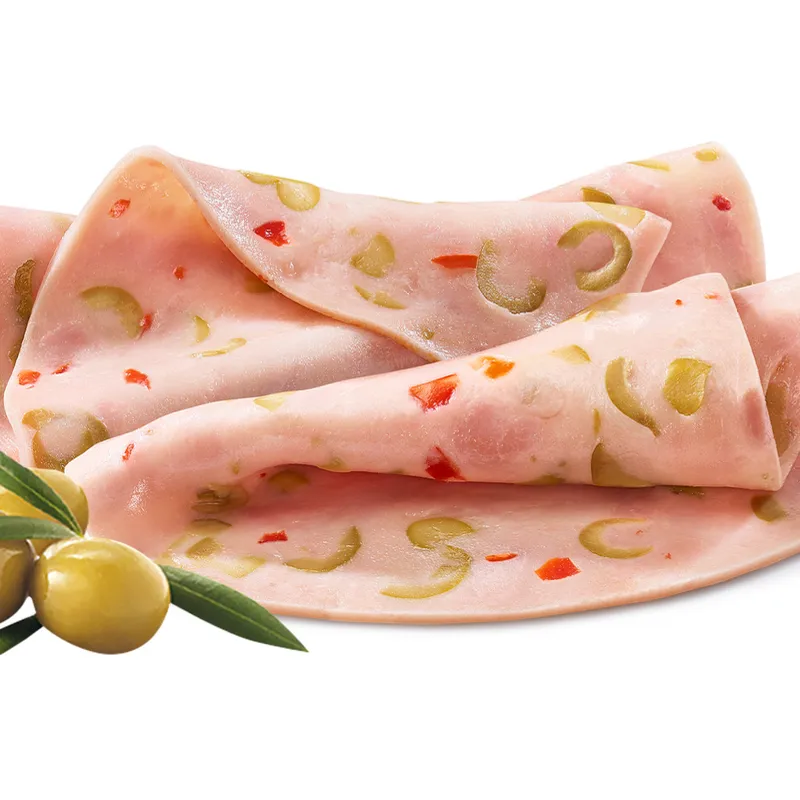 Jamón de pavo con aceitunas y pimiento asado  / 45g (2 Lascas)